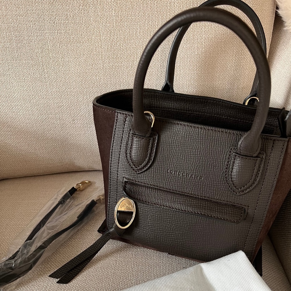 LONGCHAMP MAILBOX CHOCOLATE LEATHER & SUEDE